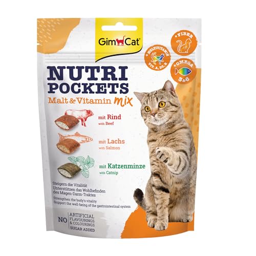 Nutri Pockets Malt & Vitamin Mix - Knuspriger Katzensnack mit cremiger Füllung und funktionalen Inhaltsstoffen - 1 Beutel (1 x 150 g)