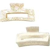 ZHOUMEIWENSP 2pcs Large Hair Claw Clips for Thick Hair, Tortoise Hair Clips, Acrylic Celluloid French Butterfly Jaw Clips, Strong Hold for Women (White)