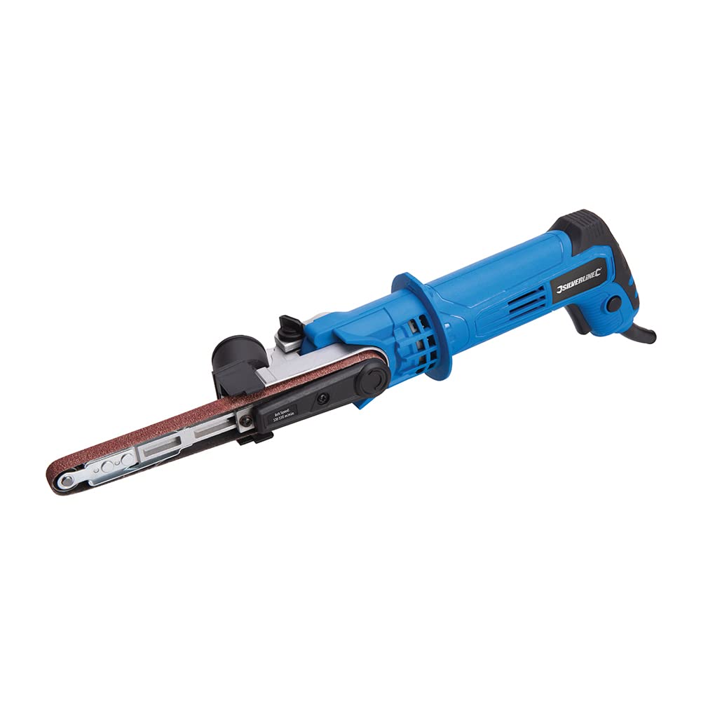 Silverline 260W Power Belt File – 13mm Belt, Adjustable Angle Electric Belt Sander for Sanding, Deburring & Polishing, Blue, UK Plug (247820)
