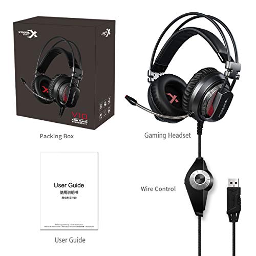 XIBERIA USB-V10D PS4 Headset-Stereo Gaming Headset,Noise Isolation Wired Over Ear Stereo Gamer Headphones with Microphone and Volume Contro for PC/PS4/Skype/Webinar(Grey)