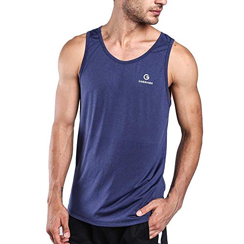 Ogeenier Men's Training Quick-Dry Sports Tank Top Shirt for Gym Fitness,Green,Blue,Burgundy,M