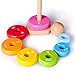 rolimate Wooden Ring Stacker Toy for Babies - Rainbow Tower - Wooden Toys Rainbow Stacking for Baby and Toddlers (Small)
