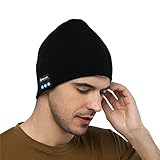 Shnmin Bluetooth Beanie Hat for Men Women Wireless Knit Music Cap Built-in Microphone (Black)