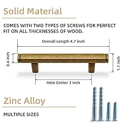Goo-Ki Vintage Brass Drawer Handles 3 in