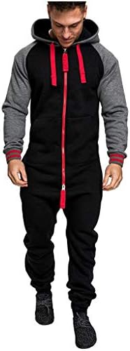 shijiazhuangxingxinjiaju Men's Xmas Autumn Winter Casual Hoodie Print Christmas Zipper Print Jumpsuit
