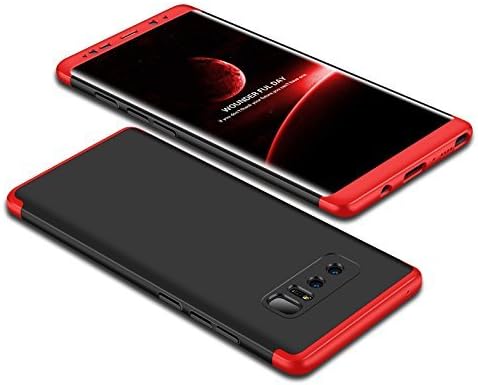 Double Dip 3 in 1 Matte Designer Full Body Armour Slim Case Cover For Samsung Galaxy Note 8 [Red and Black]