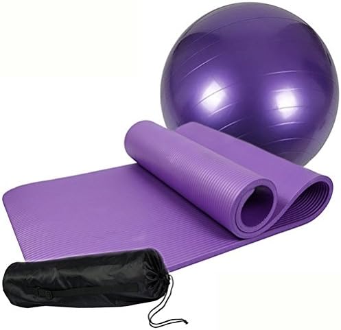 Extra Thick Non-slip Yoga Mat(10mm) + 1 Yoga Fitness Ball(65cm/75cm)+ 1 Pump Air +1 Carry Bag