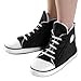 Bits and Pieces-Hi-Top Sneaker Slippers-Retro Comfy Warm-Plush Interior-Slip Resistant EVA Sole-Black
