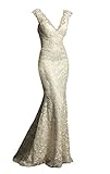GEORGE BRIDE Elegant V Neck Capped Sleeves All-Over Lace Applique Wedding Gown Size 16 Ivory