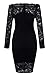 Shawhuwa Womens Sexy Floral Lace Sheer Off Shoulder Bodycon Mini Dress M Black 7