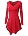 TWINTH Womens Long Sleeve Handkerchief Hem Lightweight Tunic Top