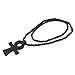 Baoyi Jewelry New ANKH Cross Wooden Bead Chain Hip-hop Pendant Piece Bead Chain Necklace for Men (ANKH Cross Black)