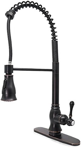 KINFAUCETS Commercial Kitchen sink Faucet, Single Lever, Pull Out Sprayer, Stainless steel, High Arch, Antique Brass, Lavatory, Bathroom, Vanity,Outdoor, Best Commercial