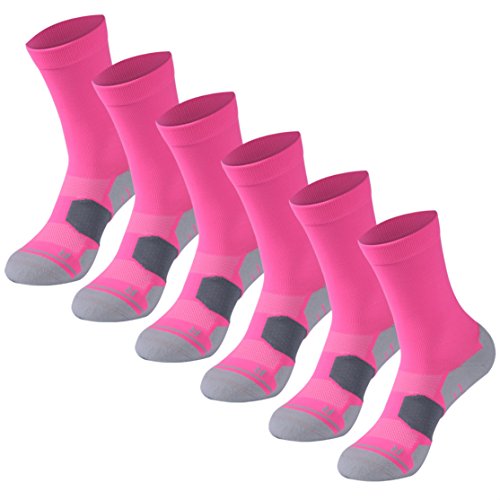 Cool Athletic Crew Socks 6 Pairs, Facool Women's Girl's Cushioned Soccer Football Socks, Mid Calf Basketball Lacrosse Socks, Handball Rugby Socks