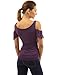 PattyBoutik Women Scoop Neck Cut Out Flutter Sleeve Blouse (Dark Purple Medium)