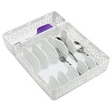 YouCopia LinkedBin Utensil and Silverware Drawer Organizer, White, 2-Piece Set