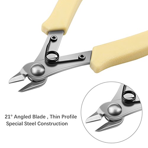 VAKOO Wire Flush Cutter 5-Inch VK-23 Micro Diagonal Cutting Pliers for Electronics and Jewelry Marking- Yellow