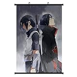 Onecos Naruto Itachi Sasuke Logo Poster Fabric Scroll Painting Wall Picture