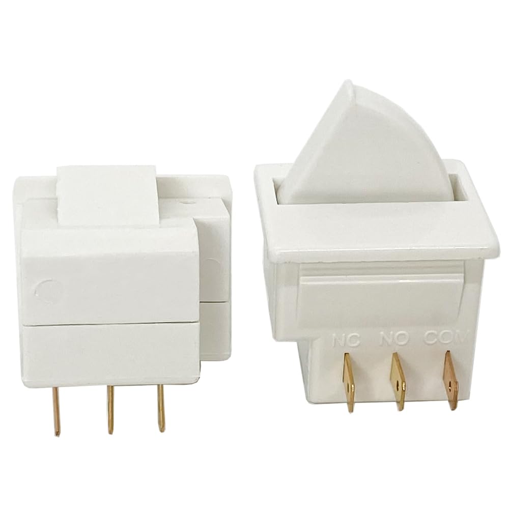 2Pcs Refrigerator Door Light Switch 3Pin Momentary Fridge Switch Compatible with GE, Whirlpool, LG, Kenmore, Maytag, Amana, Crosley, KitchenAid, Magic Chef Freezer Light Switches 1NC 1NO AC 250V 2.5A