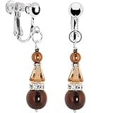 Handcrafted Chestnut Bead Captivation Clip Earrings Created with Swarovski Crystals