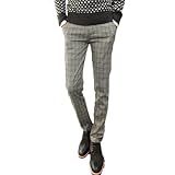 Magiftbox Men's Checked Plaid Slim Fit Skinny Pants