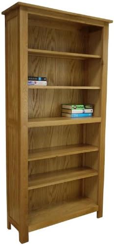Oakland - Chunky Oak Bookcase Display With Shelves/Solid Tall Wide Shelving Cabinet Unit