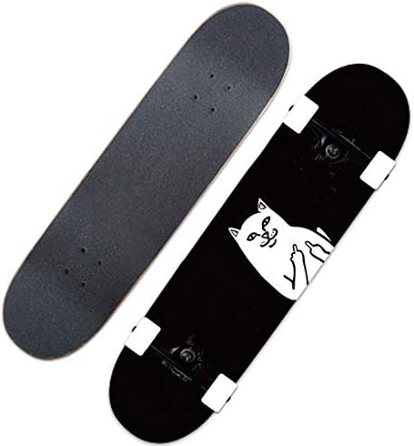 WRISCG Skateboard Planche à roulettes en Bois d'Erable Skateboards Complet Mini Cruiser Skate avec roulements à Billes ABEC High Speed, pour Les Enfants, Jeunes et Adultes