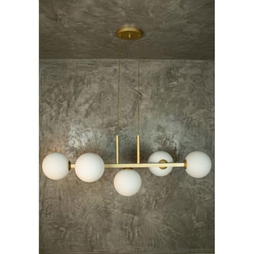 Lustre Pendente Jabuticaba 5 Globos Quadrado Soquete G9 12cm (Dourado Leitoso)