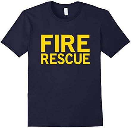 Mens Shirt that says FIRE RESCUE Fireman Firefighter TShirt Medium Navy