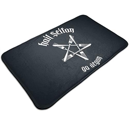 Hail Seitan Go Vegan Logo Unique Outdoor Mats,Anti-Skid Bathroom Doormats
