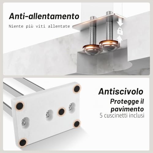 KES BTH217S3 Floor Towel Rail 3 Bars with Marble Base Floor Towel Holder Bathroom Stainless Steel 18/8 Polished