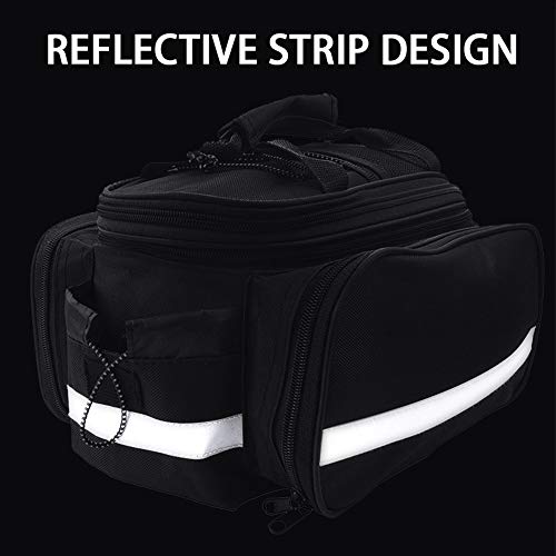 OneBelief Bike Pannier Bag with Rainproof Cover, [Reflective Patches] [Fastening Tapes] [Waterproof] [Durable] Bicycle Rear Rack Seat Handbag (Black) - Thumbnail 6