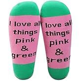 G2TUP Leaf Pink and Green Sorority Socks Sorority Gift Love Pink Go Green Socks Sorority Paraphernalia