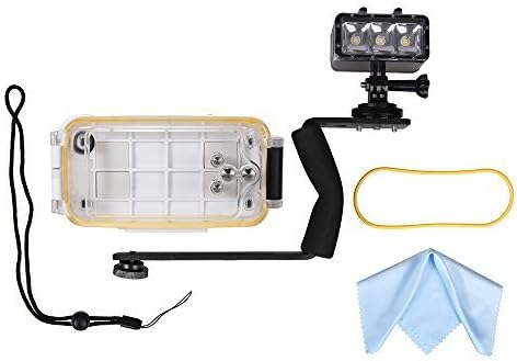 Foxpic Underwater Photo Video Waterproof Housing Case Kit for iPhone 6/6s, Includes Waterproof Diving Swimming Protective Case, Bracket for Waterproof Dimmable LED Video POV Flash Fill Night Light