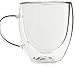 Bistro Mug with Handle from JavaFly, Double Walled Thermo Glass Cup, Set of 2 - 8oz