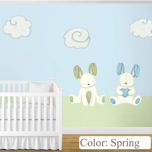 My Wonderful Walls Baby Nursery Wall Decor Bunny Rabbits and Cloud Wall Stickers, Spring