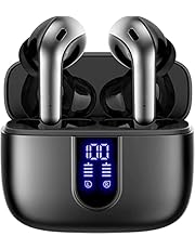 TAGRY Bluetooth Headphones True Wireless Earbuds 60H Playback LED Power Display Earphones with Wireless Charging Case IPX5 Waterproof in-Ear Earbuds with Mic for TV Smart Phone Laptop Sports