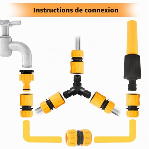 Quick Connector Hose 19 mm Hose Connector 16 Pieces | Garden Hose Fittings Parts and Fittings 1/2 in 3/4 in Watering Hose Nozzle for Garden Watering Car Wash