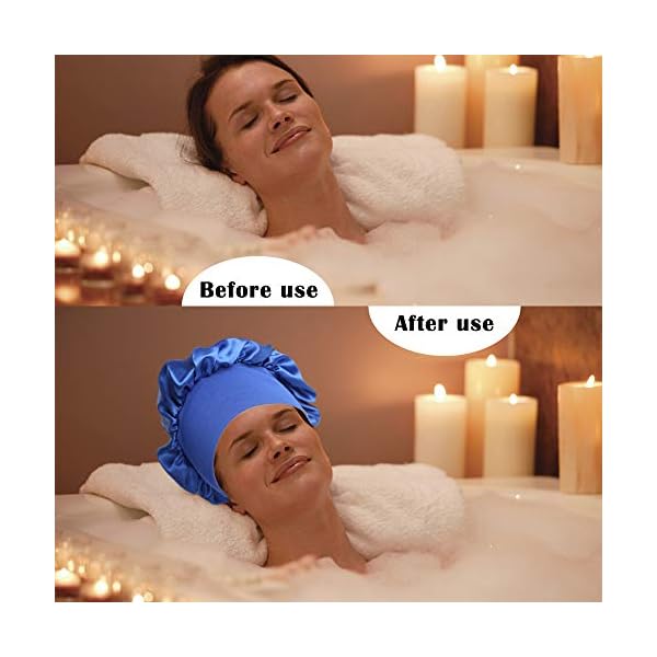 Cyleibe-2pcs-Satin-Bonnet-Cap-Hair-Bonnet-for-Women-Sleeping-Satin-Night-Sleep-Caps-Women-Girls-Knitted-Elastic-Wide-Band-Shower-Cap-for-Home-Use-Hair-Salon-Hair-Loss-Royal-Blue-Teal Cyleibe 2pcs Satin Bonnet Cap, Hair Bonnet for Women Sleeping, Satin Night Sleep Caps, Women Girls Knitted Elastic Wide…