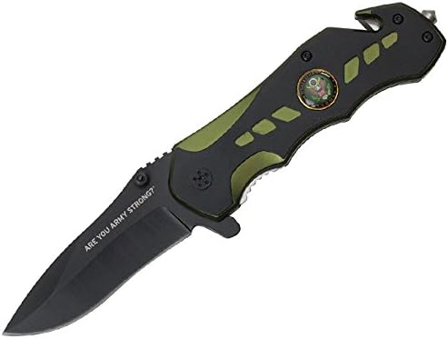 Wartech Tactical UA01 U.S. Army Licensed Spring Assist Rescue Knife, Green, 8"