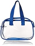 Clear Purse that is Event Stadium Approved. Clear Handbags for Cosmetics, Makeup, and Travel. Clear Bag Made of Transparent Plastic (Blue)