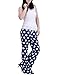 HDE Womens Cotton Pajama Pants Wide Leg Sleepwear Casual Loose Lounge PJ Bottoms,Navy Blue White Polka Dots,Medium