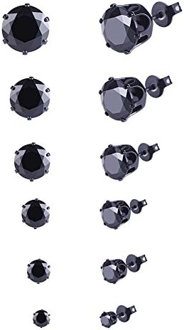 YiYi Operation 6 Paris Size 3mm-8mm Stud Earrings sets Hypoallergenic Pierced Cubic Zirconia Inlaid For Women