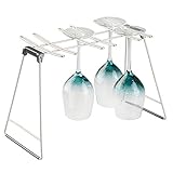 mDesign Wine Glass Drying Rack for Kitchen Countertop - Satin