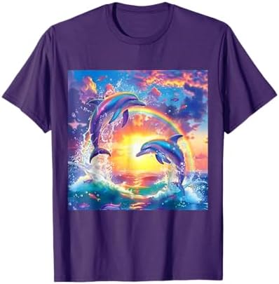 トップス dolphin Amazon.com: Rainbow Dolphin Tropical Ocean Dolphins T-Shirt