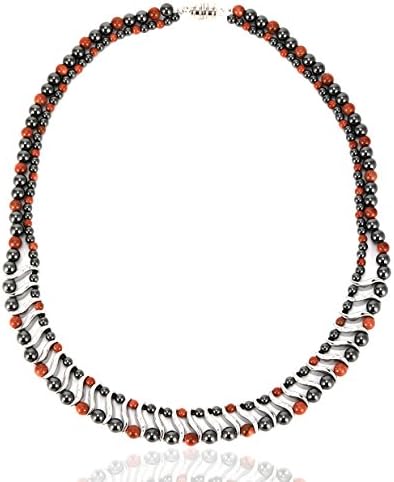 Elegant Womens Hematite Magnetic Therapy Necklace with Healing Stones Pain Relief for Neck Arthritis Migraine Headaches Shoulders and Back (Regular, Gold Sand)