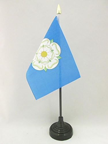 AZ FLAG, Yorkshire New county Table Flag 4'' x 6'', Yorkshire New county Mini Desk Flag 100% Polyester 15 x 10 cm