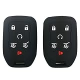 2Pcs Coolbestda Silicone Smart Key Fob Cover Case Remote Skin Keyless Jacket Holder Protector for 2015 2016 Chevrolet Suburban Tahoe GMC Yukon 6 Buttons Black