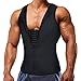 Underwear Men Shirt Tight Tank with Top Upper Back Support Brace Tummy Trimmer Body Shaper Slim Vest (Black with Hook, L)