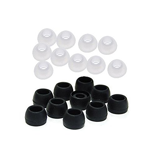 Vanki 5 Pairs Small Black Color and 5 Pairs Clear Color Silicone Replacement Ear Buds Tips